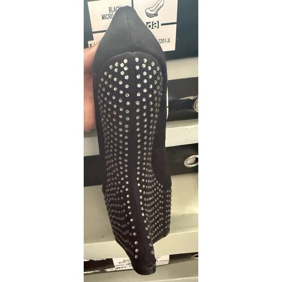 LA STRADA BLACK SUEDE MYSTIQUE WEGE BLING GAGA HEELS US Size 7 - Picture 4 of 4